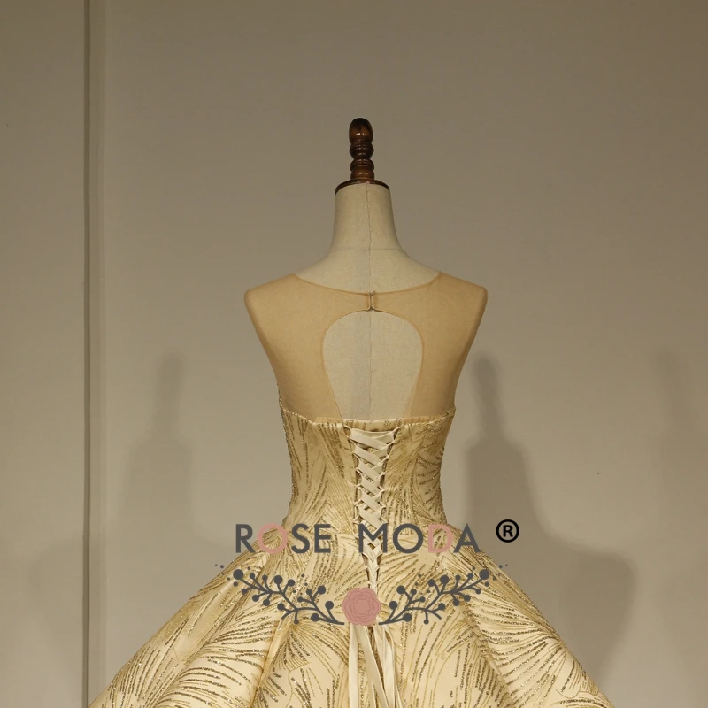 Роза Moda Роскошные цвета: золотистый, серебристый блеск свадебное платье без бретелек Bling свадебное бальное платье арабский свадебные платья фотографии платье