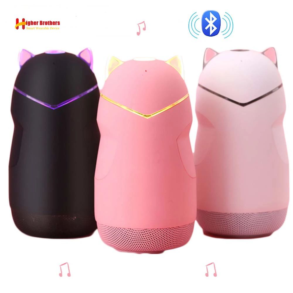 Portable Mini Wireless Bluetooth Speaker Bluetooth 4.2 32G Cat Shape Speakers Support Handfree TF Card Play with LED Light