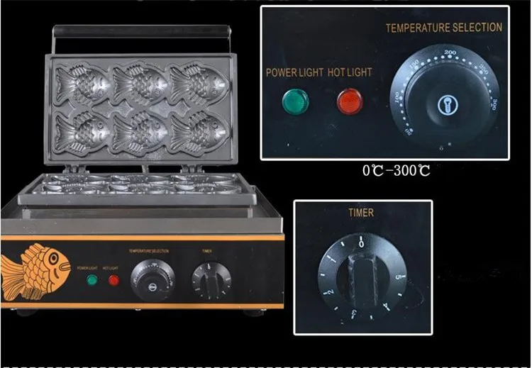 110V 220V антипригарная Коммерческая электрическая рыб машина вафли рыба тайяки вафельница Бейкер вафельница 6 шт. в партии