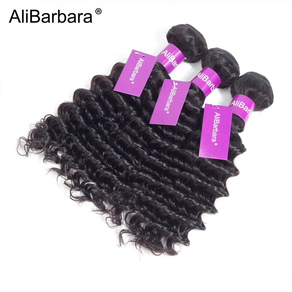 AliBarbara Hair Brazilian Deep Wave Hair 3 Bundles Remy Human Hair Extension Natural Black Double Weft Can Be Dyed Bleach AliBarbara Hair Brazilian Deep Wave Hair 3 Bundles Remy Human Hair Extension Natural Black Double Weft Can Be Dyed Bleach
