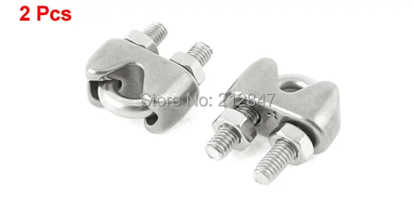 2 Pcs  4mm 304 Stainless Steel U Shape Bolt Wire Rope Clip Cable Clamp