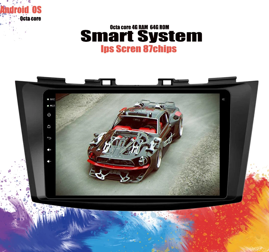 Best Octa core Android 9.1 Car DVD 4+64GB video multimedia player for Suzuki swift 2011 2012 2013 2014 2015 2016 gps Head Unit radio 1