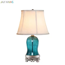 JW средиземноморская Современная креативная синяя стеклянная настольная лампа для гостиной спальни прикроватная лампа для чтения домашнего освещения светильники Декор