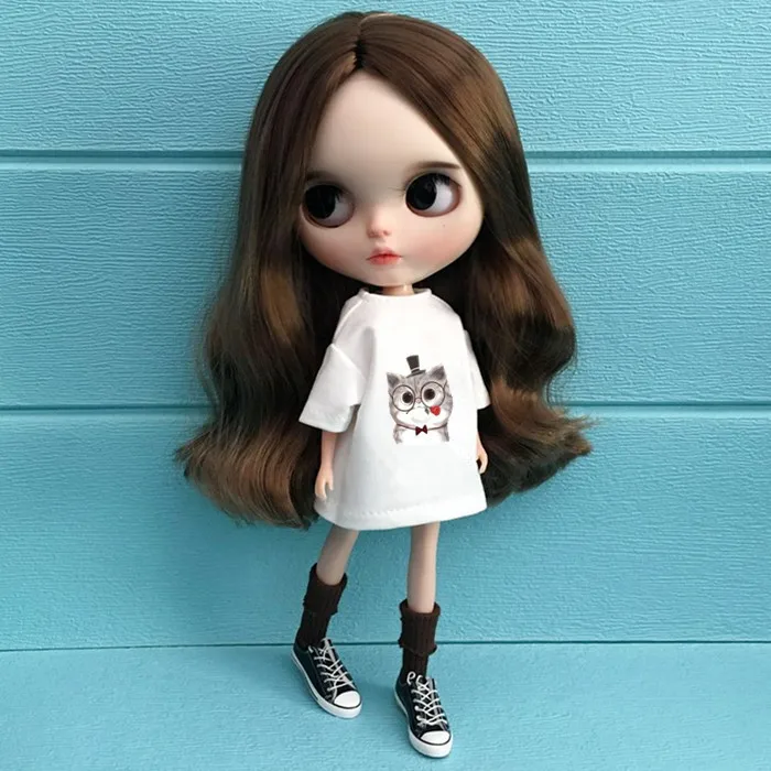 1 шт., футболка Blyth Doll, одежда для Barbi, рубашка для Azone 1/6, Одежда для куклы, Pullip, аксессуары для куклы Барби