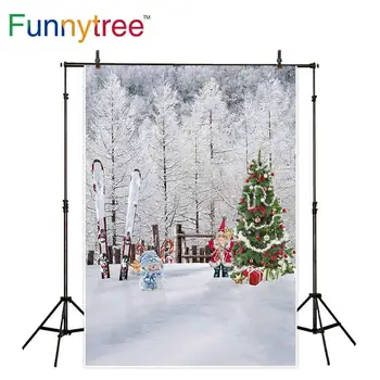 

Funnytree photography backdrop Santa Claus Christmas Decoration Winter Snowboard backdrop background party photocall photophone