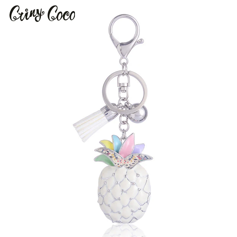

Cute Enamel Key Chain Alloy Yellow Pineapple Keychain Car Key Holder Jewelry Accessories For Girl Gift Charm Key Chains