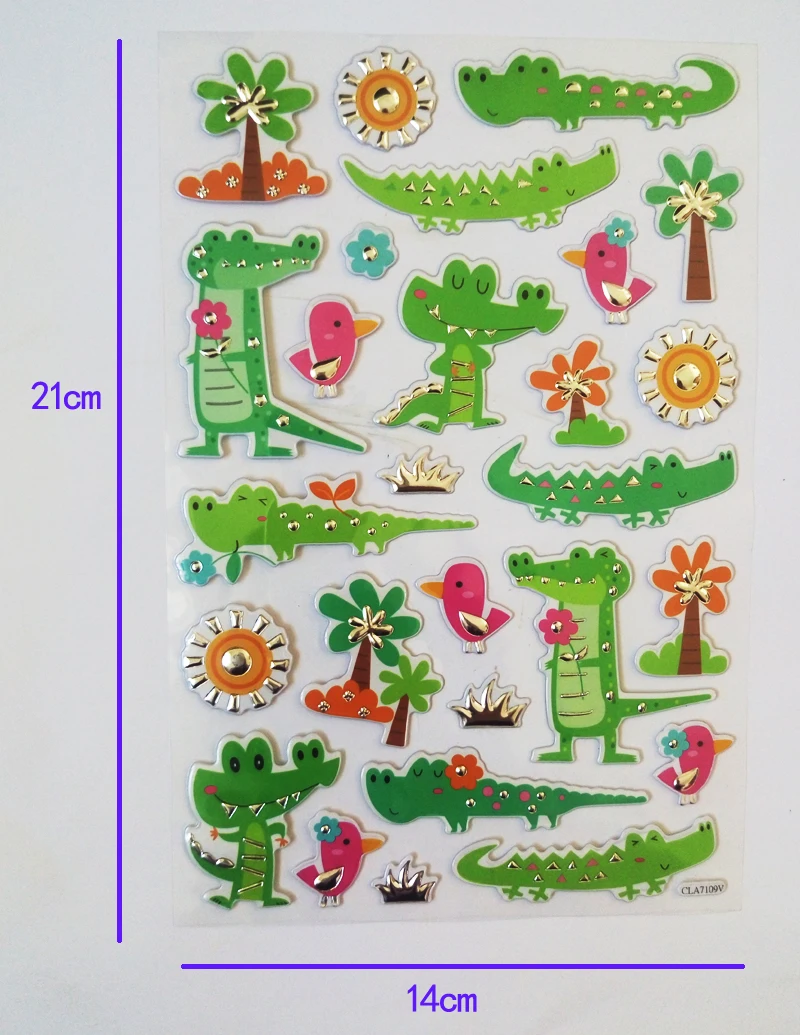 Мультяшные наклейки детские игрушки животные и наклейки "растения" крокодил, Цветочные наклейки игрушки для детей подарки рождественские украшения
