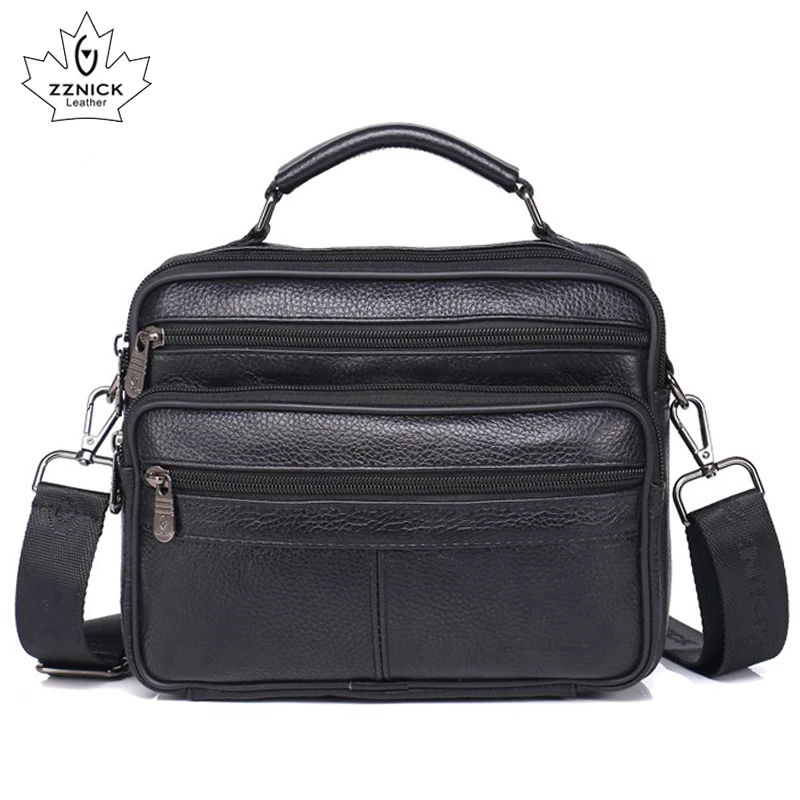  Men Genuine Leather Shoulder Bag 2019 Fashion Zipper Shoulder Messenger Bag Leather Men Travel Busi - 33047158220