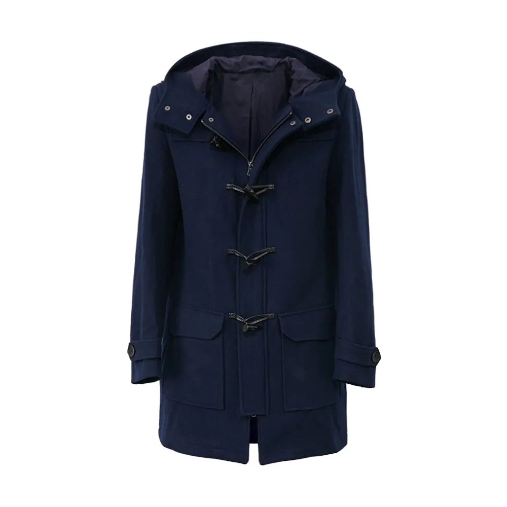 METERSBONWE Hoodeies, новое зимнее мужское шерстяное пальто, пальто средней длины, классическое пальто с роговой пряжкой, молодежное - Цвет: navy