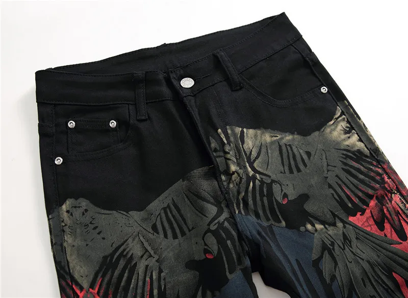Бренд newsosoo men's, модные джинсы с принтом, джинсы в стиле хип-хоп, штаны, черные повседневные джоггеры с рисунком для мужчин, размер 29-38