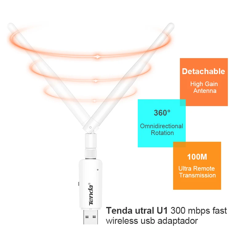 Tenda U1 300 Мбит/с WiFi адаптер Utral быстрый беспроводной USB Мини 2 4 ГГц 802.11b/g/n wifi сетевая