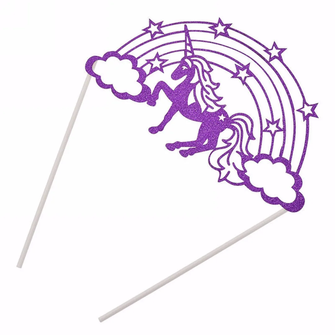 4 Color Unicorn Rainbow Cloud Birthday Cake Topper Sticks Cake Decorative Party Supplies