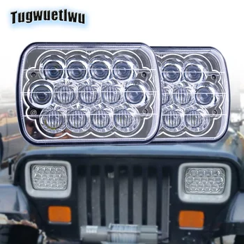 

2pcs 39w Square LED Headlight 7x6 5X7 Hi/Lo Beam sealed beam light with blue Atmosphere DRL For Jeep Wrangler YJ Cherokee XJ