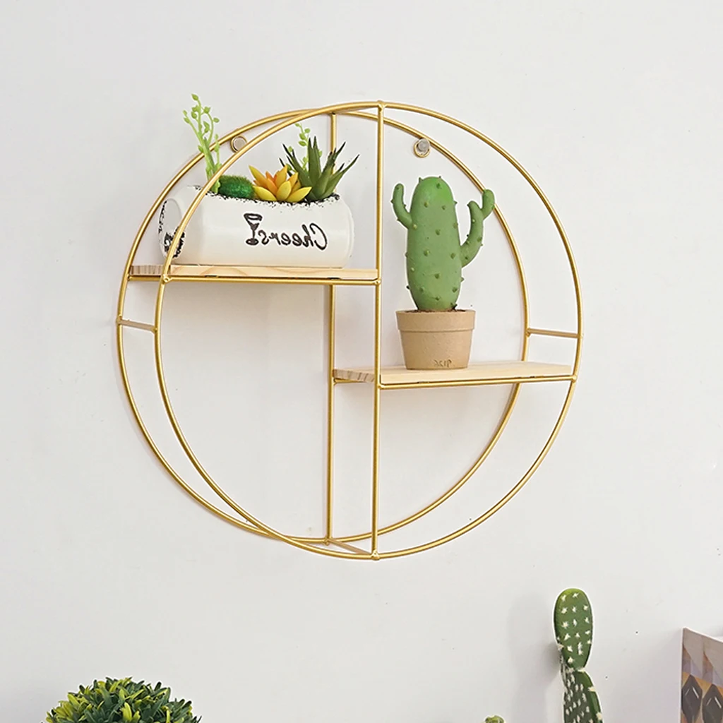 Tanie Drewniane metalowe półeczki na drobiazgi dekoracje wiszące przechowywanie doniczka dom przechowywanie stojak ścienny książka figurki wyświetlacz rzemiosło półki J19