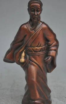 

7" chinese copper bronze gilt Gourd Cucurbit Calabash Old people Elderly statue