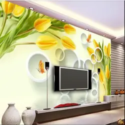 Beibehang виниловые наклейки на стену обои Фэнтези Мода желтый тюльпан цветок обои дома decoration3 d обои для стен
