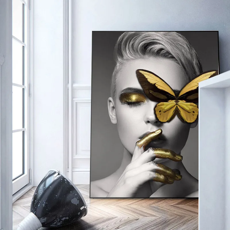 Toile oeuvre Peinture 60x80cm sans Cadre Noir Blanc Art Moderne Portrait Femme Affiche Figure Art malpropre beautys Art décorsion 