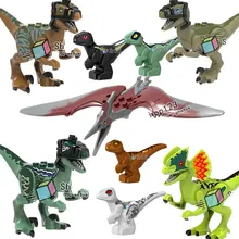 Животные строительные блоки мир Юрского периода Т-Рекс Тираннозавр Рекс Динозавр мини пантера Акула зоопарк модель динозавры игрушки детский подарок