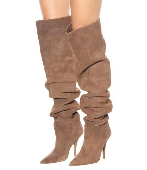 khaki pointed heels