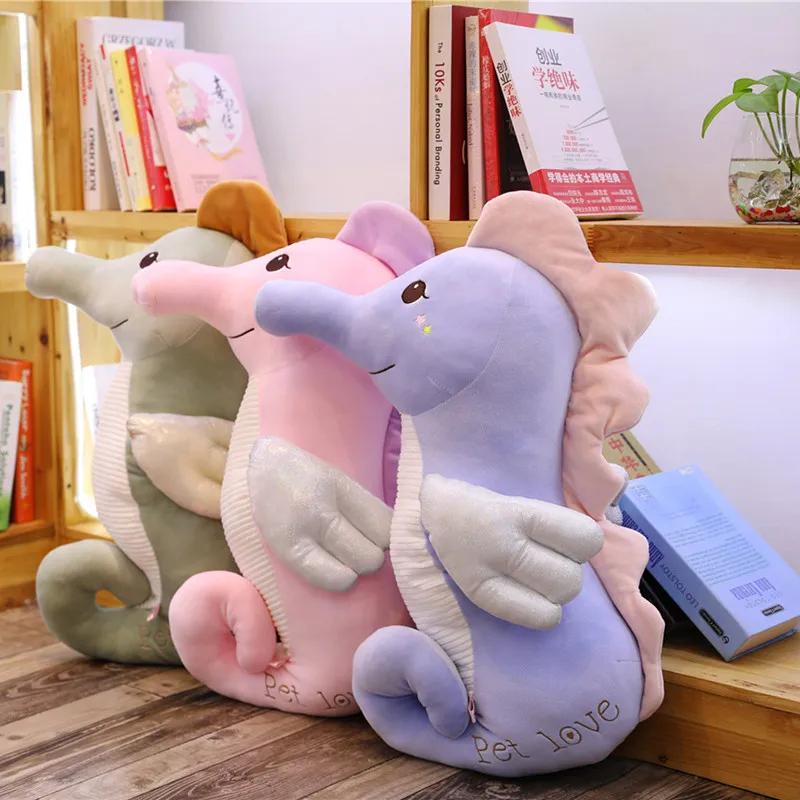 

70cm/90cm Cute Hippocampus Plush Toys Stuffed Plush Sea Horse With Wings Baby Doll Toys Sofa Pillow Cushion Birthday Gifts