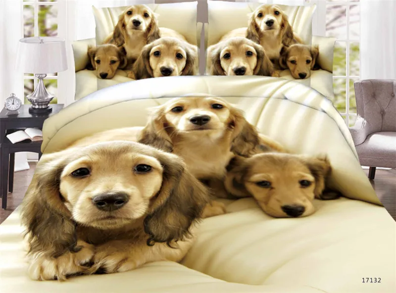 

Cheap 3D Bedding Set Golden Retriever Printed Bed Duvet Cover with Pillowcase Home Textiles Queen Sizes 4pcs