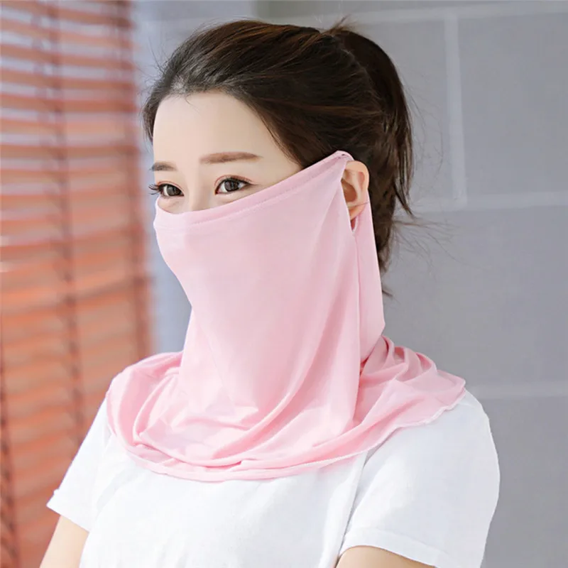 

Cycling Face Mask Women Ice Silk Breathable Sunscreen UV Protection Long Neck Full Face Mask Outdoor Sports Earloop Respirator