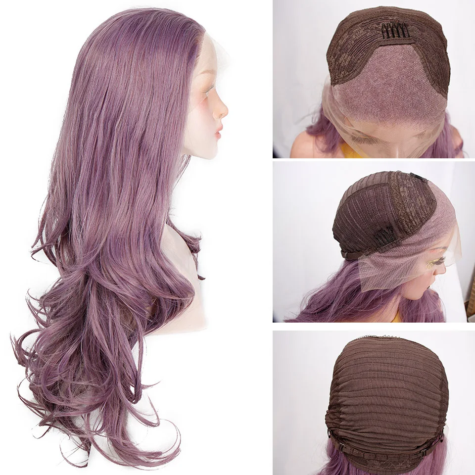 AISI HAIR Synthetic Lace Front Wigs Long Wavy Purple Lace Wig For Black /White Women Wave Pink and Brwon Synthetic Lace Wigs