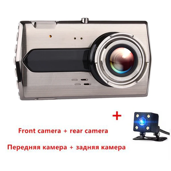 With Rear camera WHEXUNE " ips экран Автомобильный видеорегистратор камера Full HD 1080P рекордер аудио видео регистратор 170 градусов видеорегистратор ночного видения g-сенсор dvr - Название цвета: With Rear camera