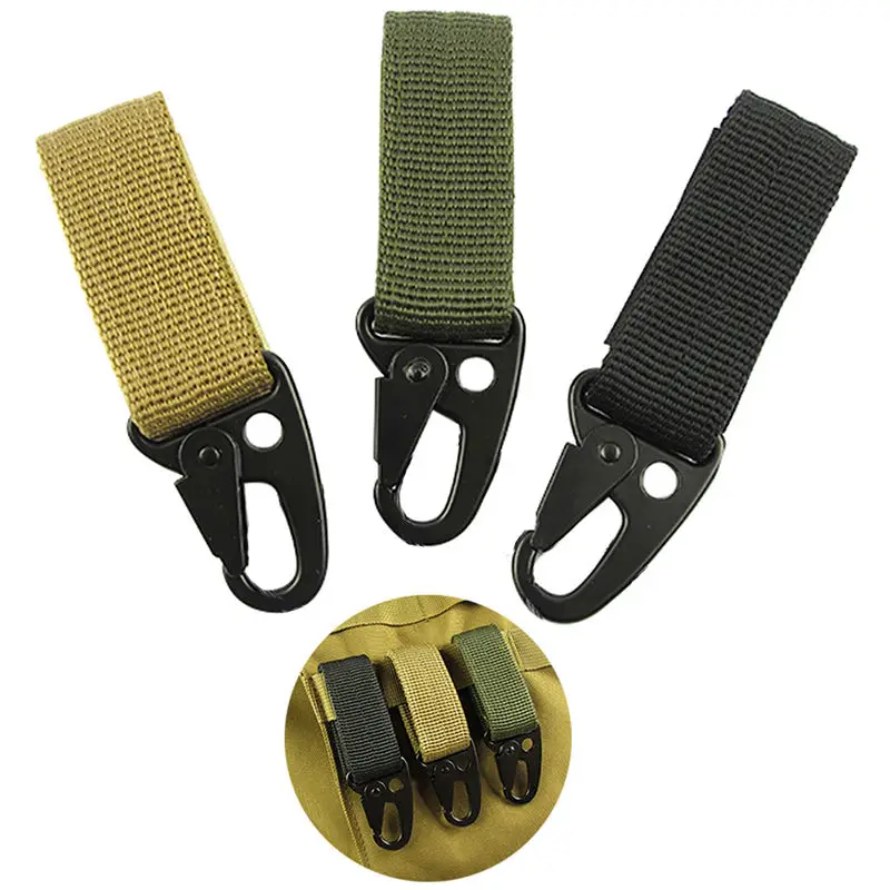 

Molle strap webbing Carabiner Quickdraw belt clip camp tactical backpack kit travel bag attach clasp outdoor bushcraft hang