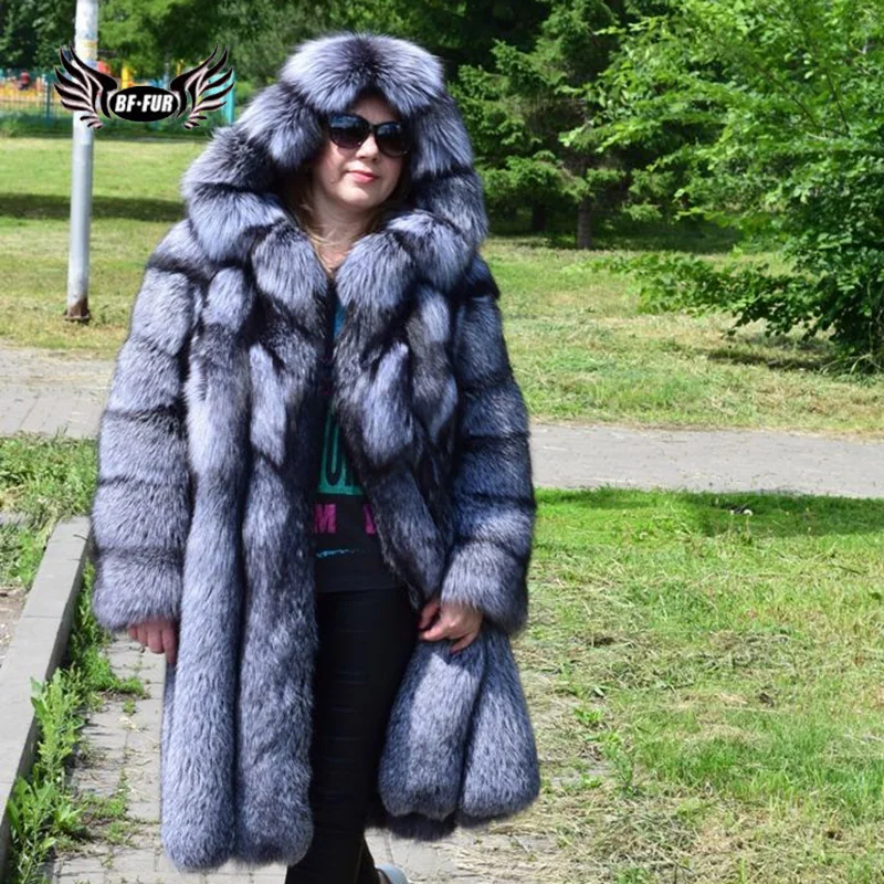 BFFUR куртки для женщин зима модное супер плотное меховое пальто из натурального Лисьего меха женская верхняя одежда размера плюс дворцовый Топ