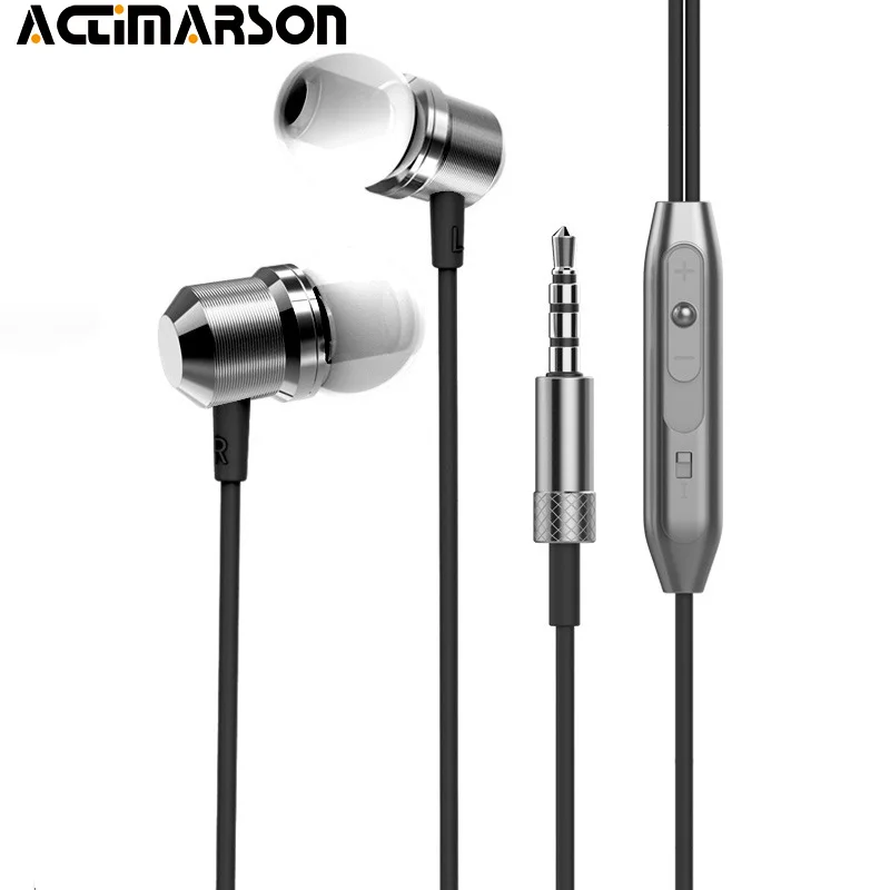 Actimarson Wired Earphones In ear Hi Fi Stereo Earphone Metal Earbuds Headset