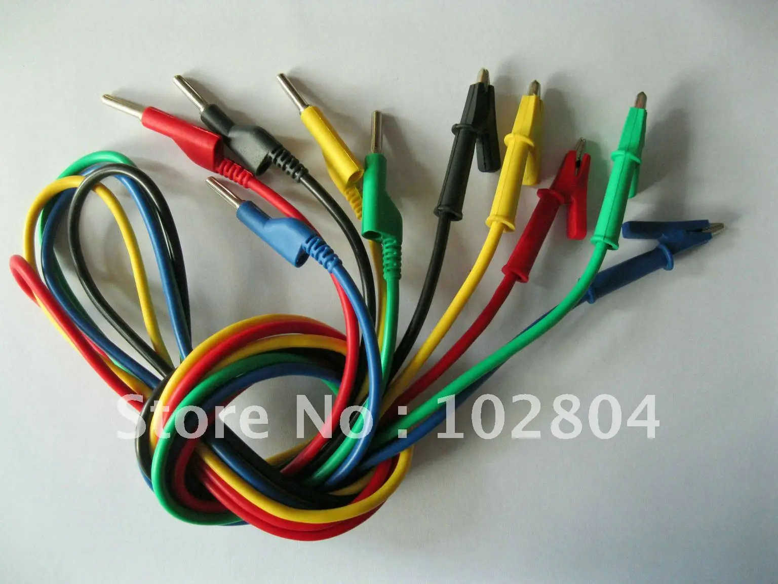 

5 Set 5 Colors Banana Plug to Alligator Silicone Cable High Voltage Red & Black & Green & Yellow & Blue