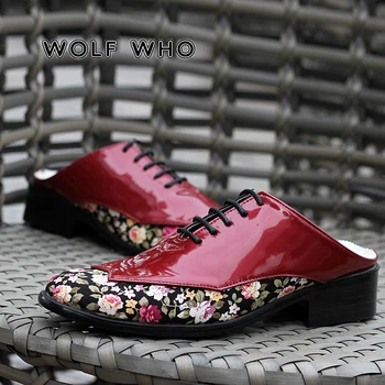 

WOLF WHO Men Dress Shoes Fashion Pointed Toe Male Business Oxford High Heels Lace Up Height Increse Shoes Wedding krasovki X-194