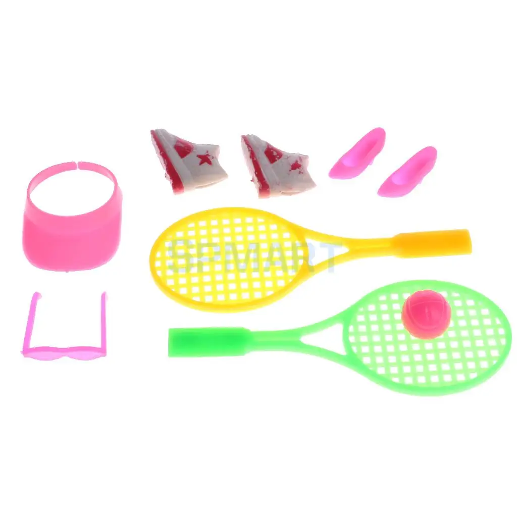 MagiDeal 1/6 Dollhouse Miniature Tennis Supplies Suit for Dolls House Garden Beach Sport Accs Furniture Decor Children Kids Toys