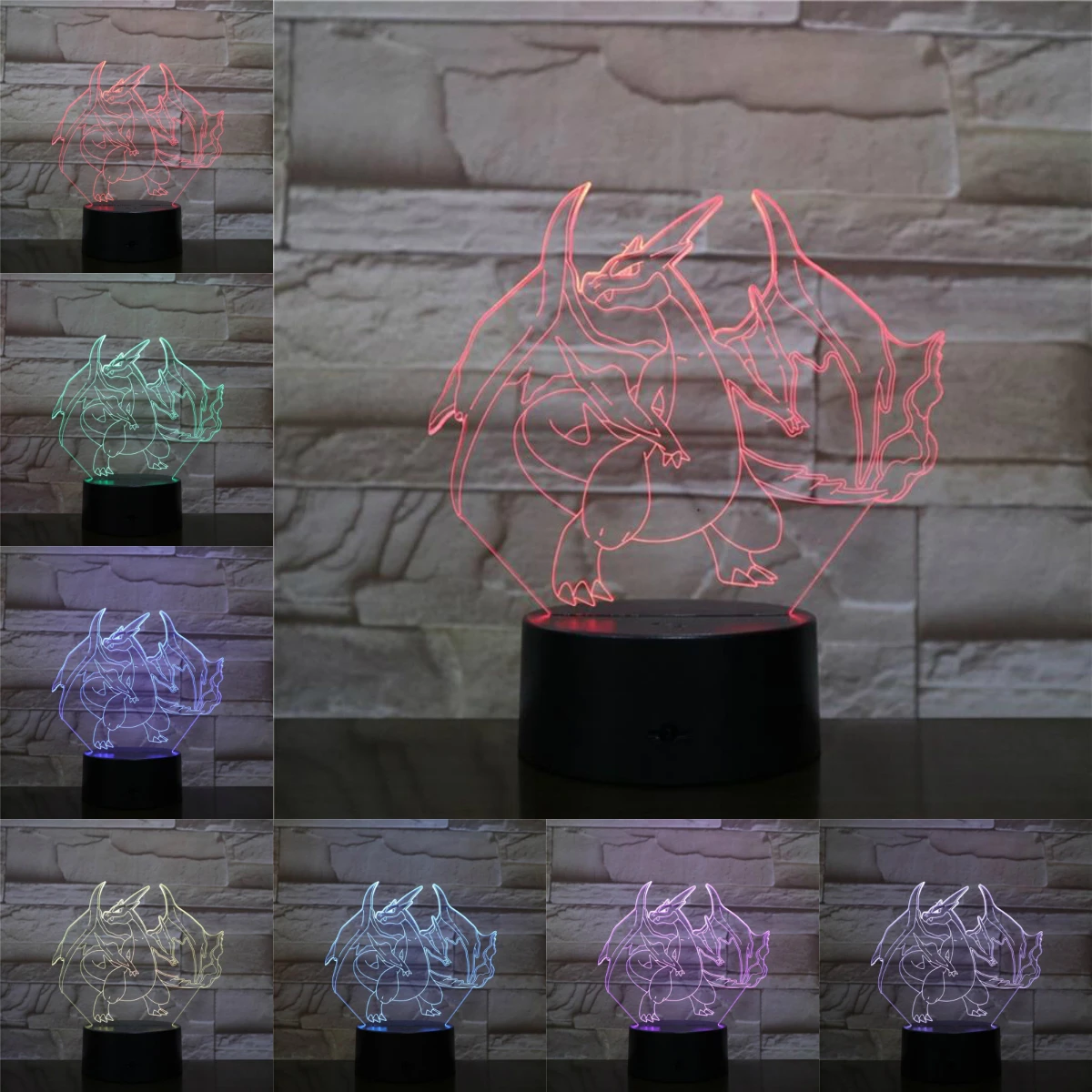 Покемон игра Рисунок мультфильм огонь Дракон 3D лампа Charizard ночник светодиодный лампы многоцветный детский подарок ребенок спальный Декор