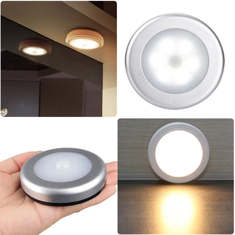 Wireless 6 LED Motion Sensor Night Light Wall Cabinet Wardrobe Drawer Kitchen Bedroom Battery Lamp Home Decoration Lamp Mayitr