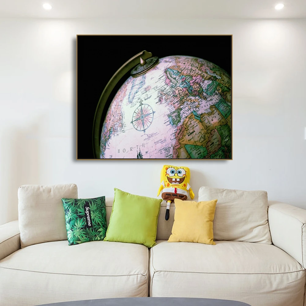 

Laeacoo Globe County Sphere Model Gorgeous Popular Modern Decorative Picture Poster Oil Painting Vintage Home Decor No Frame