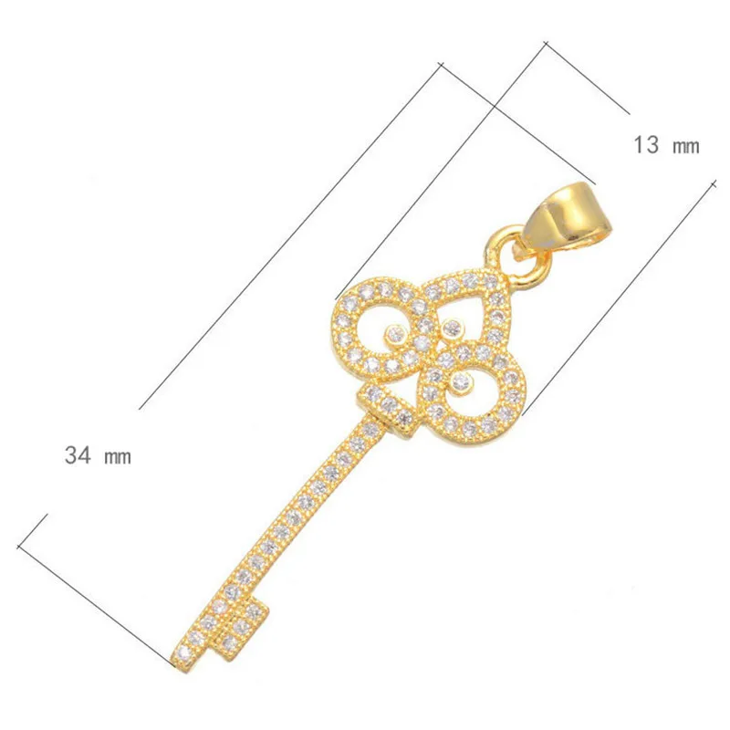 JINSE женский прекрасный длинный дизайн Роскошный AAA кубический цирконий микро проложить Ключ Подвески для ожерелья для женщин ожерелье
