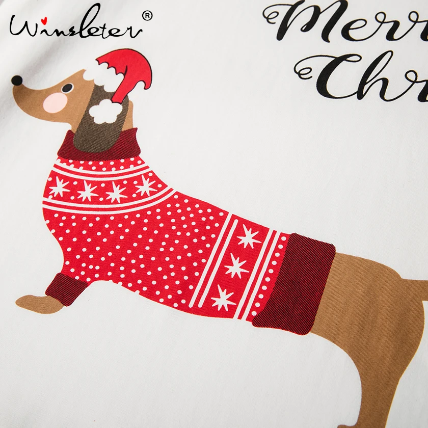 Women Christmas pajama sets dachshund with santa hat dog print 2 pieces set crop top + shorts elastic waist loose pyjamas S7N001