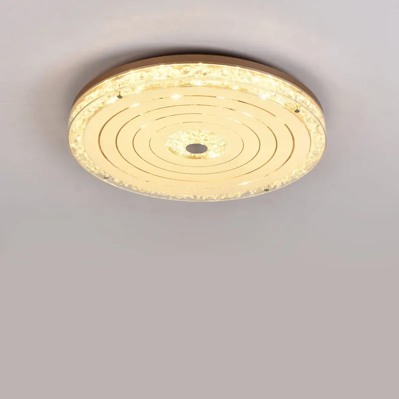 Image Modern Crystal Ceiling Lamp 27W Led Living Room Kitchen Ceiling Light Glass Acrylic Gold White Iron Decor Home Lighting 110 220V