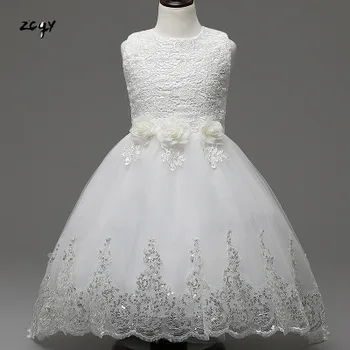 

Girls Party Wear Dress Kids 2019 Flower Lace Children Girls Elegant Ceremonies Wedding Birthday Dresses Teenagers Prom Gowns