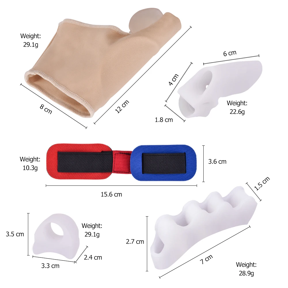 9 шт., набор для вальгусного искривления, универсальный разделитель пальцев, носочки, носочки, набор, эффективный и удобный для женщин, мужчин, детей