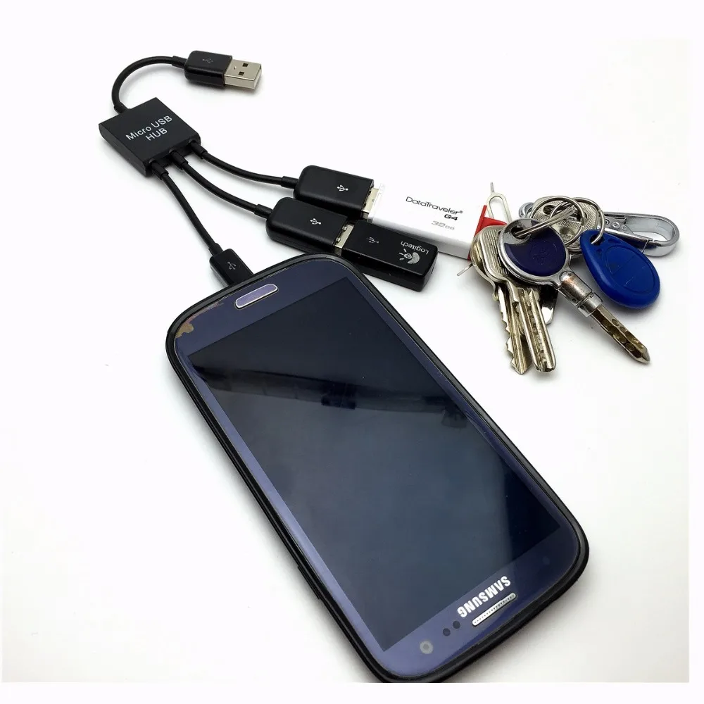 Концентратор с 2 портами USB 0 и кабелем Micro для зарядки Samsung Galaxy S3 S4 S5 HTC LG смартфонов