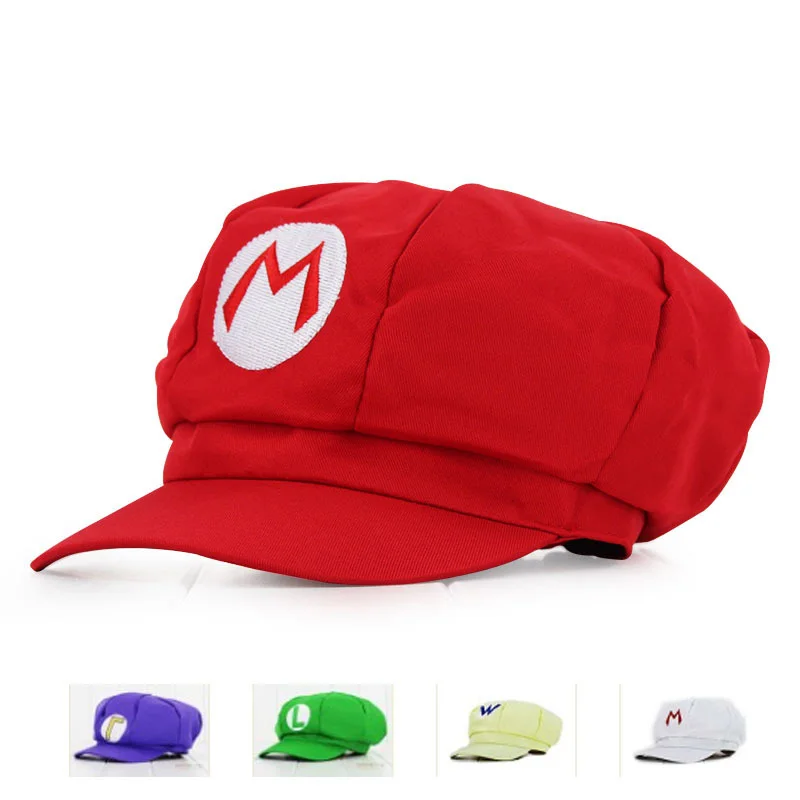 

Cute Anime Super Mario Hat Cap Luigi Bros Cosplay Baseball Costume Mario Bro Octagon Cap Boys Girls Adjustable Cheerleaders Hats