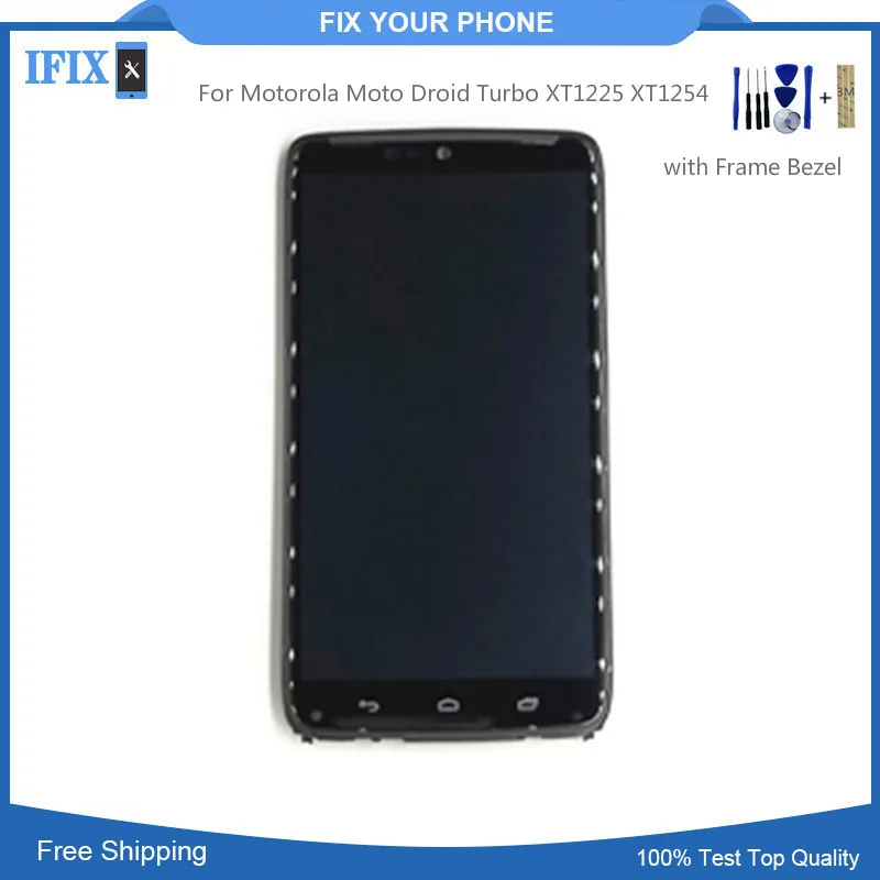 

For Motorola Moto Droid Turbo XT1225 XT1254 Lcd Display with Frame Bezel Touch Screen Digitizer Assembly 5.2" Replacement