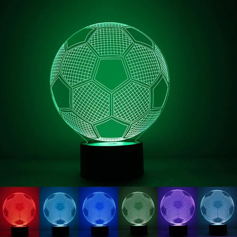 7 Colors 3D Soccer Ball Light Football LED USB Novelty Table Lamps Desk