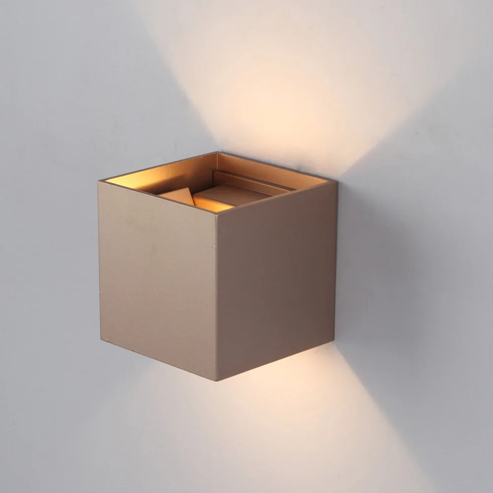 

Gold LED Aluminum Cube Wall Lamp 6W Outdoor Adjustable Indoor Lighting 110V-220V Waterproof Wall Lights for Aisle Balcony Hotel