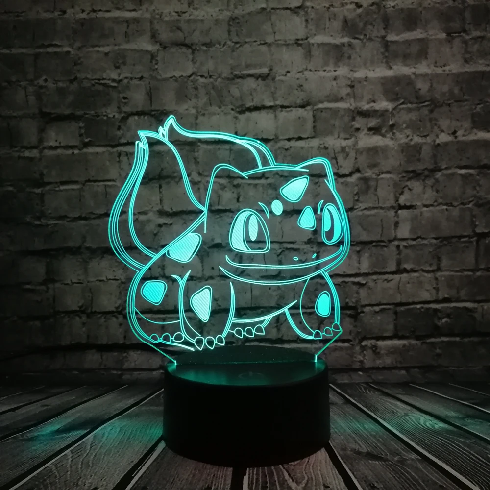 Семена животных лягушки 3D мультфильм USB лампа Pokeball Покемон Бульбазавр Go игра светодиодный ночник визуальная Иллюзия стол праздник Малыш игрушка