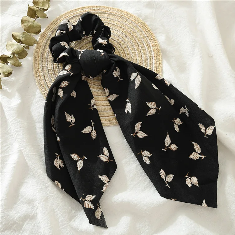 Summer Flower Printed Women Elastic Scrunchies Hair Bands Retro Hair Ties Scarf Rubber Band Hair Accessories for Women Girls