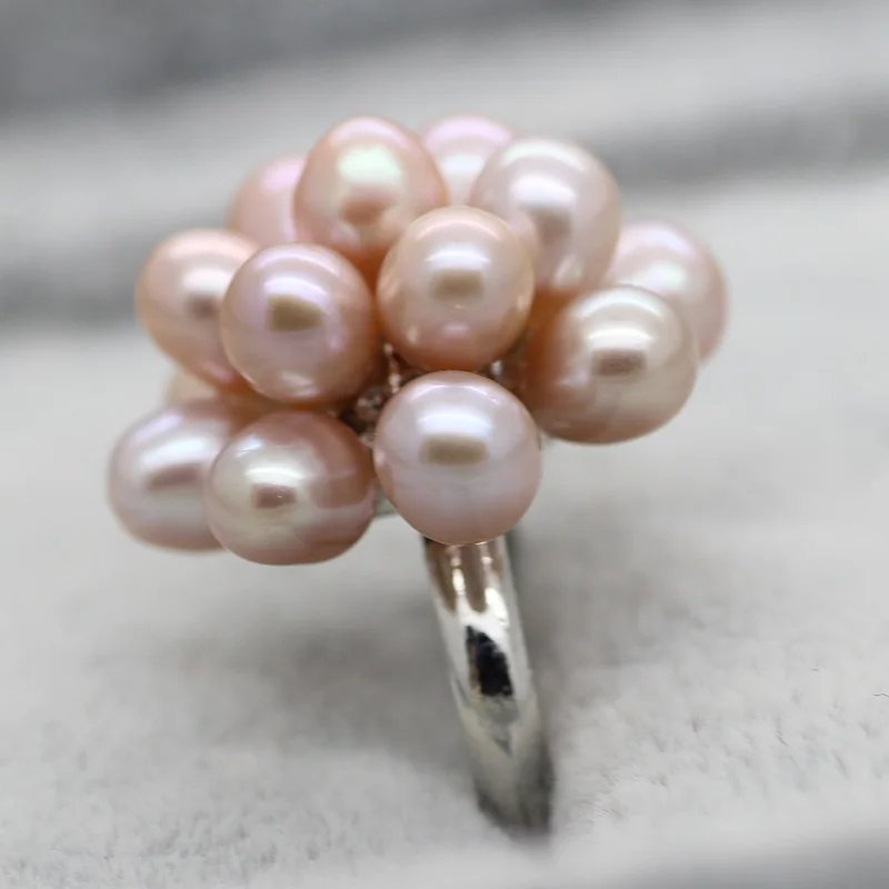 Hot Sell Fashion Real Pearl Ring Water Drop Natural Freshwater Pearl Flower Adjustable Wedding Pearl Ring For Women Jewelry Gift